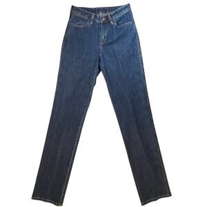 Wrangler Blue Denim Jeans Women 5/6 Tall Straight Leg Mid Rise Stretch Americana